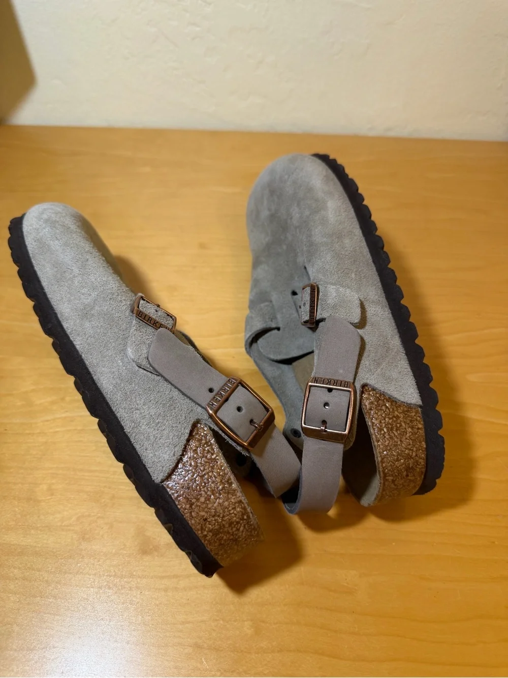Birkenstock Tokio II Clogs Size 40 260CM Gray Suede Casual Buckle Closure